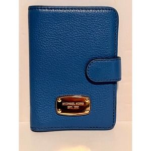 Michael Kors Blue Pebbled Leather Passport Holder